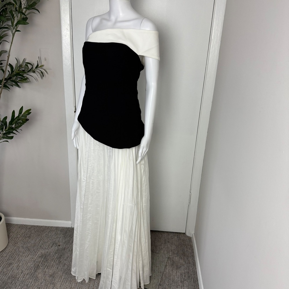 Commense Off-Shoulder Black and White Evening Gown Formal Dress Large - Picture 15 of 17